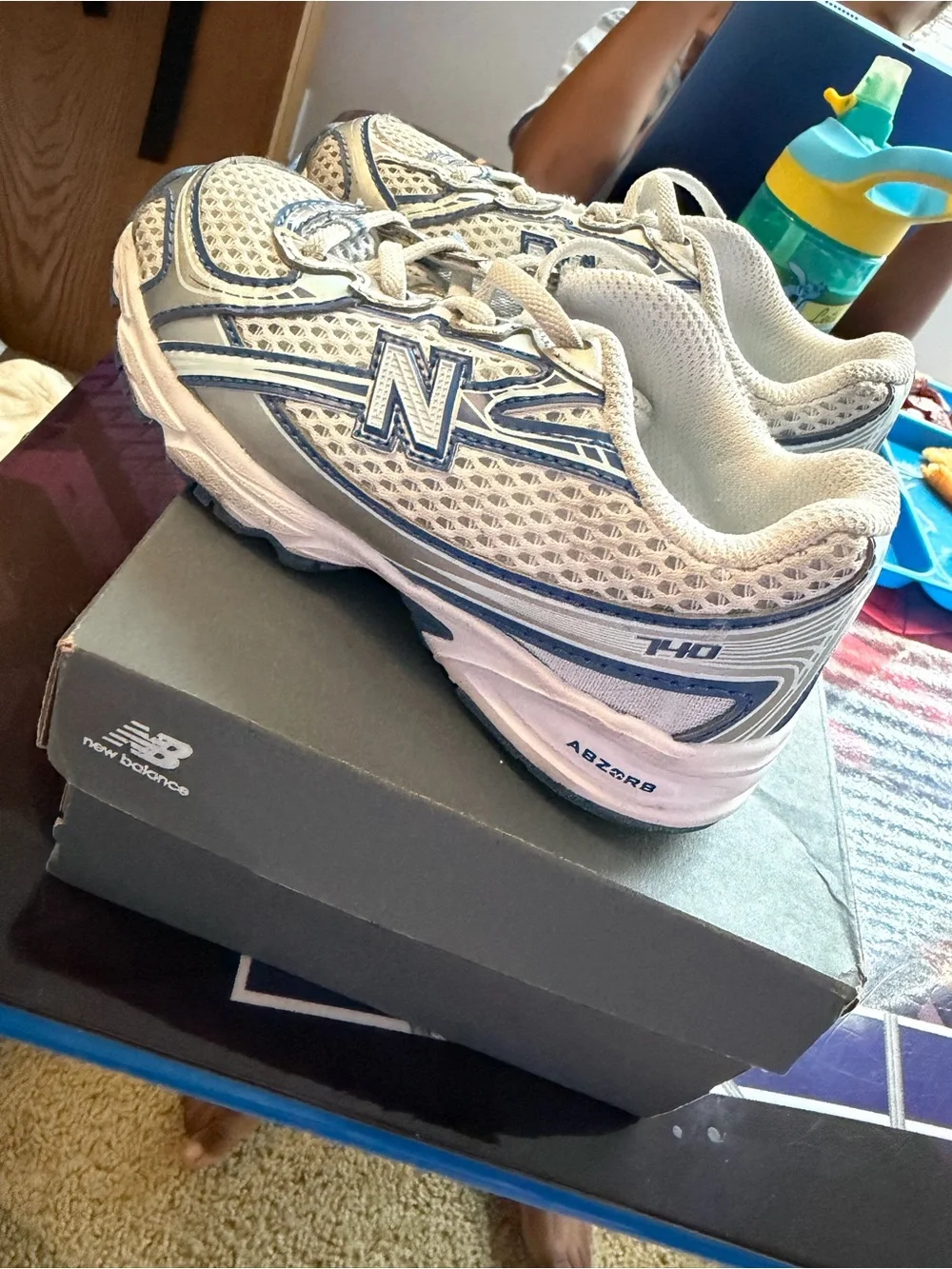 New Balance Kids' 740 Athletic Sneakers in Light Gray and Blue